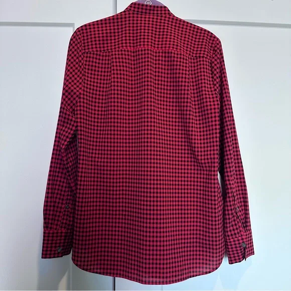 J.Crew Drapey Tuxedo Shirt in Red and Black Check - Picture 4 of 9